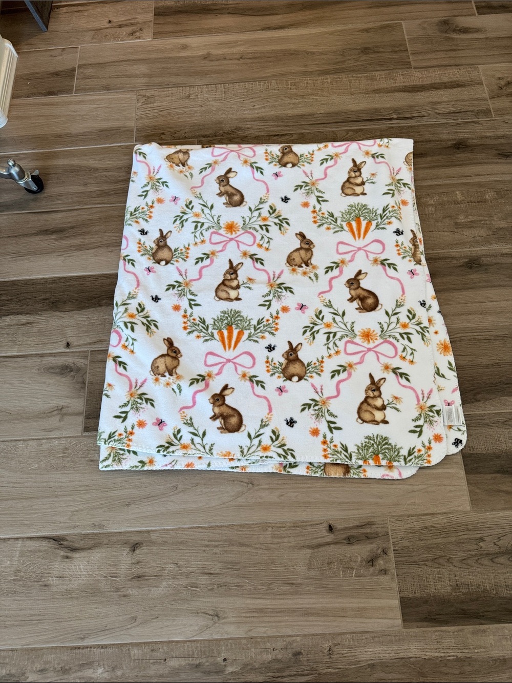 Shabby Chic bunny floral carrots bees print fleece blanket